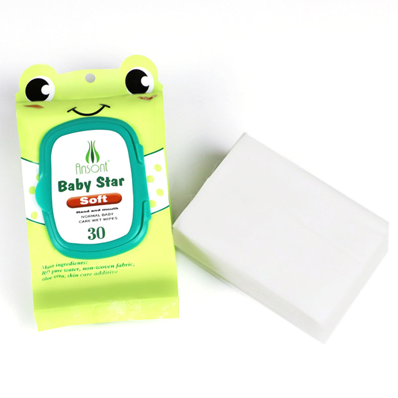 30 Sheets 40 gsm T‑Pattern Spunlace Baby Cleansing Soft Wipes – OEM, Private Label