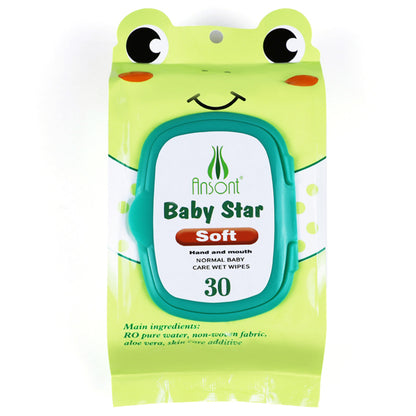 30 Sheets  40 gsm T‑Pattern Spunlace Baby Cleansing Soft Wipes – OEM, Private Label