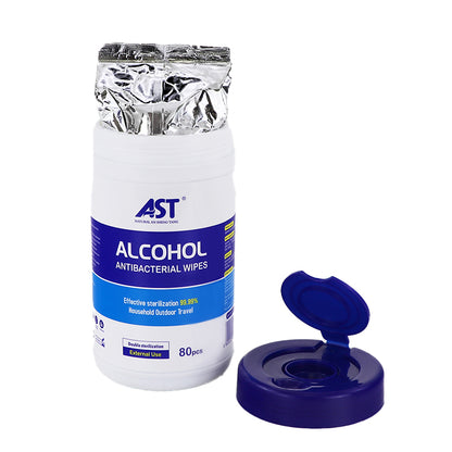 80 Sheets Alcohol Wet Wipes in Canister | 80gsm Straight-Grain Non-woven | 15x18cm | Multipurpose Cleaning Wipes