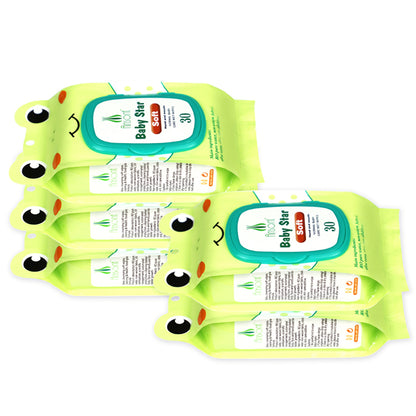 30 Sheets  40 gsm T‑Pattern Spunlace Baby Cleansing Soft Wipes – OEM, Private Label