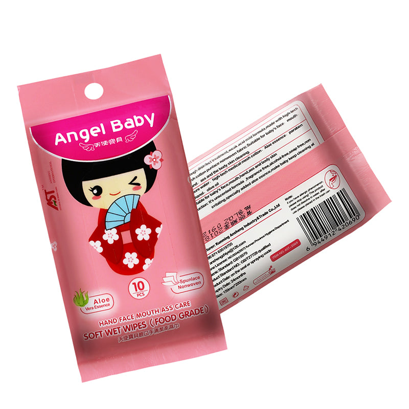 OEM Pink Pomegranate Scent 10 sheets baby wet wipes 