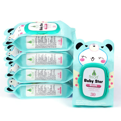 AST Baby Star Soft Wipes – 30‑Count | 40gsm T‑Pattern Spunlace | OEM ODM private label