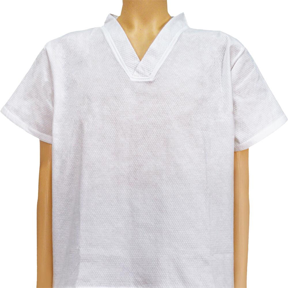 Pullover Style Disposable Two-Piece Bathrobe – V-Neck Top and Shorts for Spa & Hotel Use