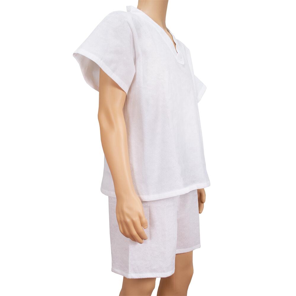 Pullover Style Disposable Two-Piece Bathrobe – V-Neck Top and Shorts for Spa & Hotel Use